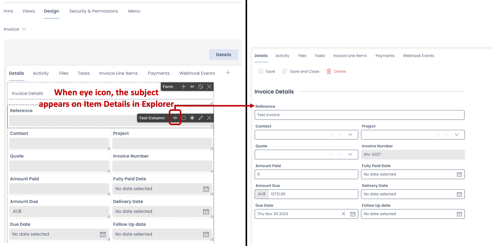 Visible component example